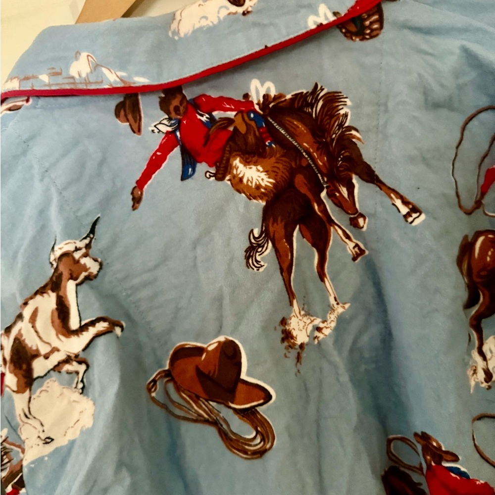 P.J. salvage cowboy short top pajamas horse rodeo - Picture 5 of 10